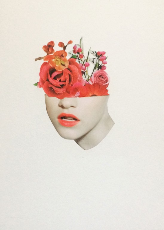 collage, collage, pocter, womanface, flowers