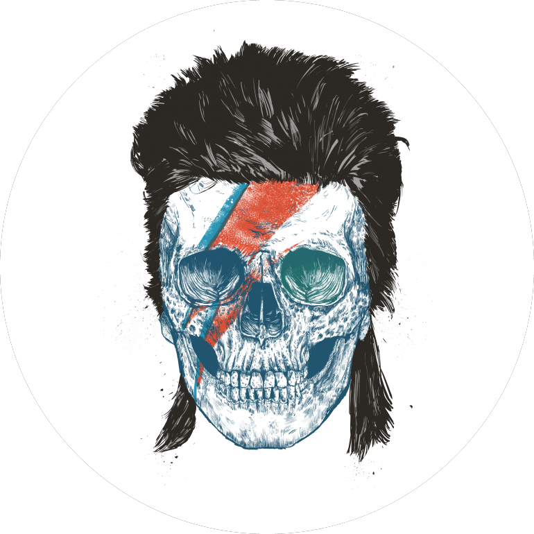 Bowie's skull, david bowie, music, pop culture, pop art, skull, drawing, ink, tattoo, humor, funny, ziggy, ziggy stardust