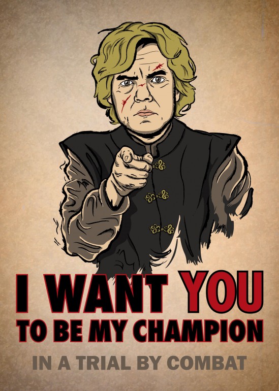 Uncle Imp, television, tv series, game of thrones, tyrion, lannister, trial, combat, uncle sam, propaganda, imp