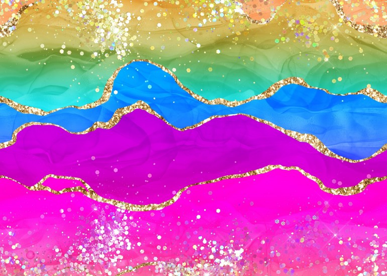 Vibrant Rainbow Glitter Agate Texture 01, abstract, texture, agate, geode, gemstone, marble, veins, mineral, rainbow, colorful, gold