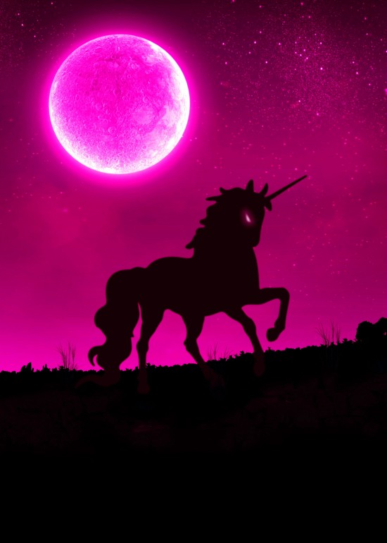 Unicorn, magical, beast, unicorn, horse, moon, star, light, shadow, mountain
