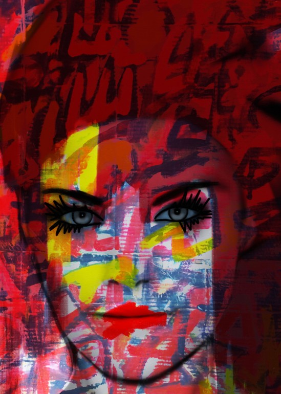 Cardboard fashion lady, woman, face, lips, eyes, beauty