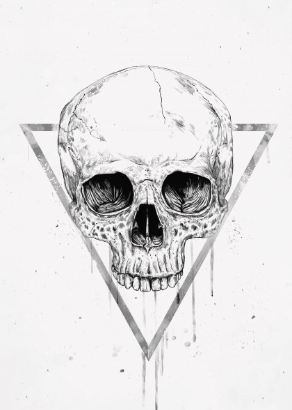 Skull in a triangle (bw)