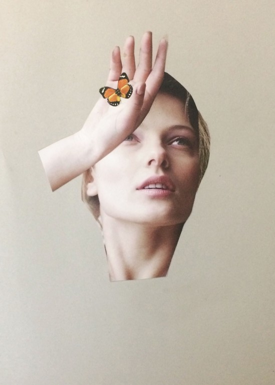 poster, collage, pocter, womanface, butterfly
