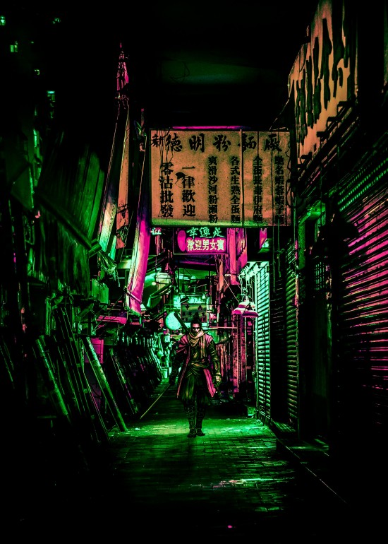 Cyberpunk Samurai, cyberpunk, 2077, tower, lover, neon, lights, tech, city, shadow, die, twice, samurai