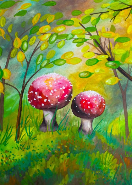 The fly agaric on forest