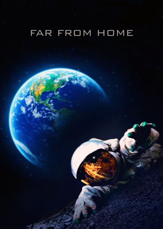 Far from Home, far, home, cosmos, moon, astronaut, earth, space, galaxy, away, world, new, planet