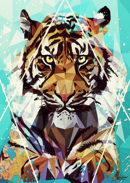 iT Tiger, art, tiger, abstract, green, wildanimal, lowpoly, new, style, chic, fashion, yellow