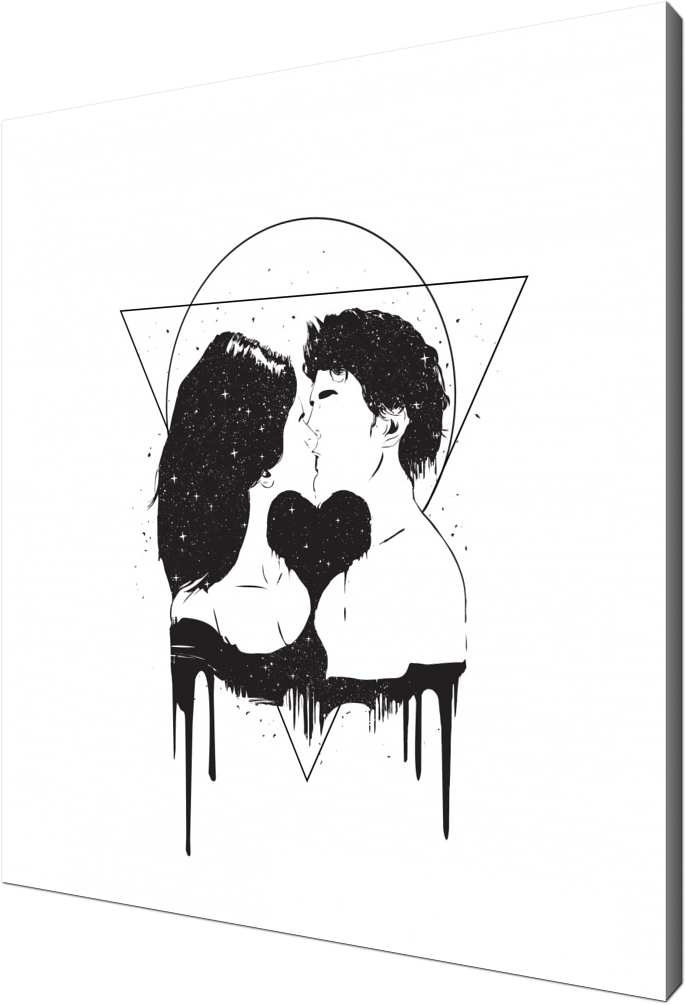 Cosmic love, couple, love, people, kiss, valentines day, heart, triangle, geometric, minimalism