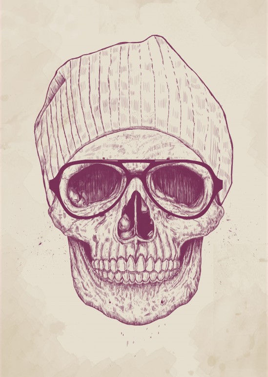Cool skull, skull, hipster, drawing, ink, humor, funny, glasses, hat, skull-art, art, illustration