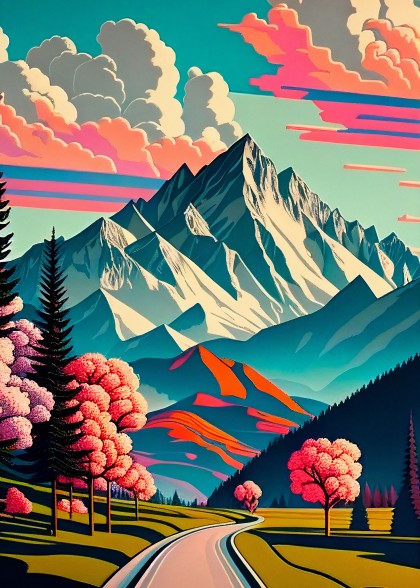 View of the Alps - Pop Art