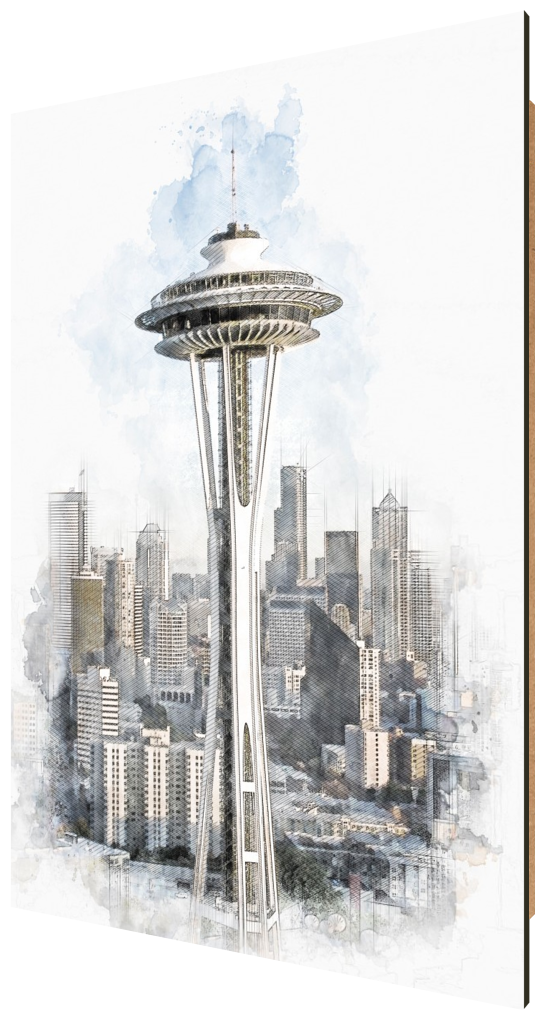 Seattle Space Needle Sketch, sketch, seattle, space, needle, usa, america, american, washington, observation