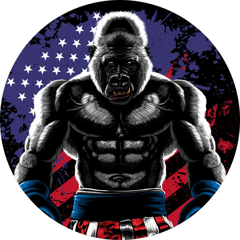 Gorilla box, american, america, gorilla, ape, flag, box, boxing