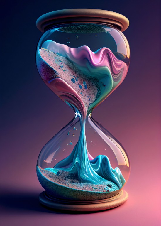 Expiring Sandglass - Illustration, sandglass, hourglass, clock, time, passage of time, value of time, wishes, lifetime, appreciation, colorful, expiring time, pastel, pastel colors, goals, digital art