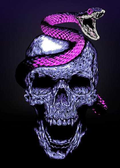 Skull and snake