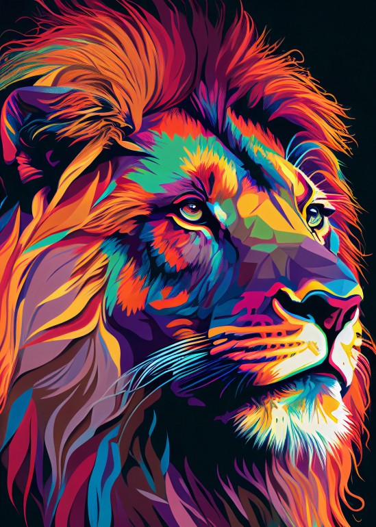 Colorful Lion - Illustration, colorful lion, lion, safari, africa, animal, animals, painting, illustration, illustration lion, painting lion, symbol, strength, motivation, art, digital art, africa, wildlife