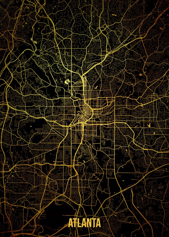 Atlanta Gold Map, atlanta, atlanta map, map, maps, city map, city maps, gold map, gold
