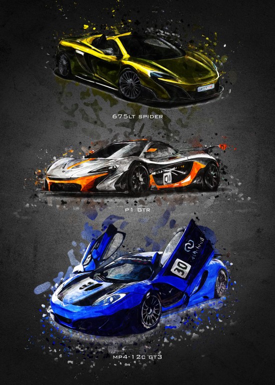 McLaren, supercars, musclecars, moderncars, hotrod, acrylic, ink, power, cars