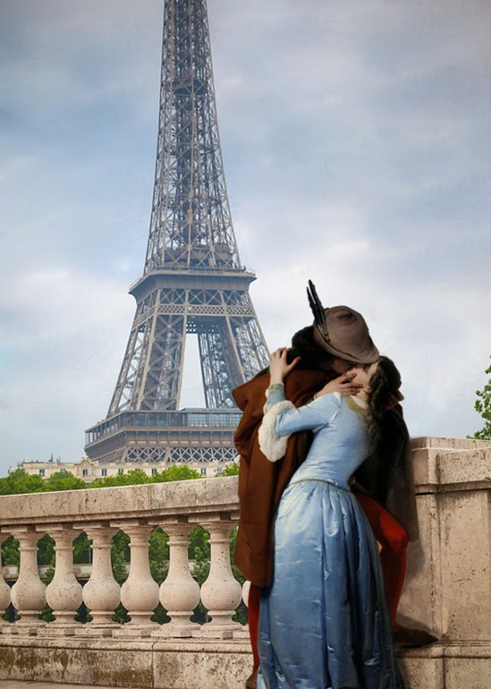 The kiss in Paris, francesohayez, hayez, kiss, painting, eiffel