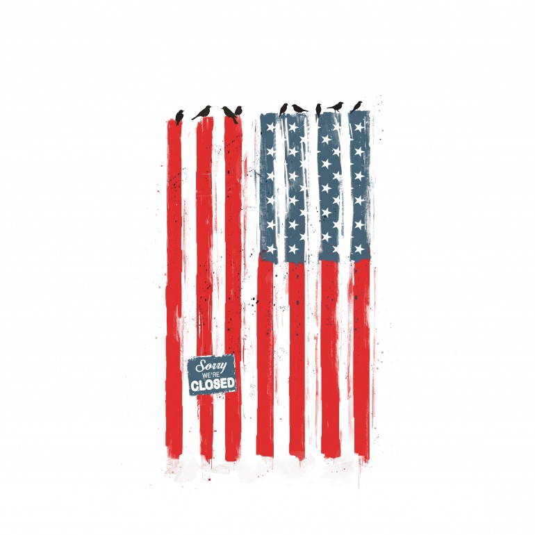 Sorry We're Closed, usa, united states, america, flag, humor, funny, painting, watercolour