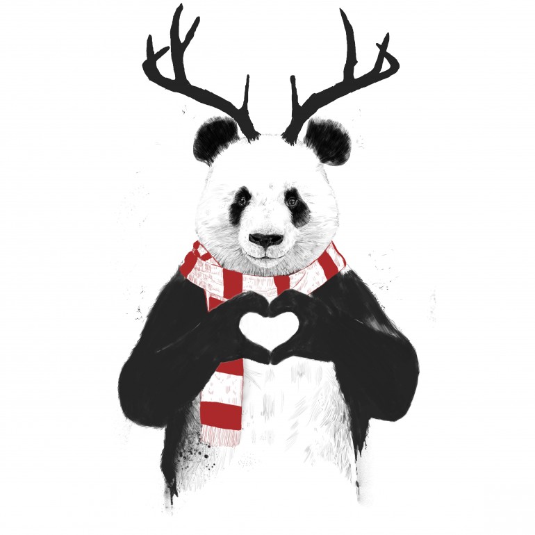 Xmas panda, panda, bear, animals, nature, wildlife, christmas, holidays, winter, humor, funny, cute, love, heart, drawing, graffiti, street art